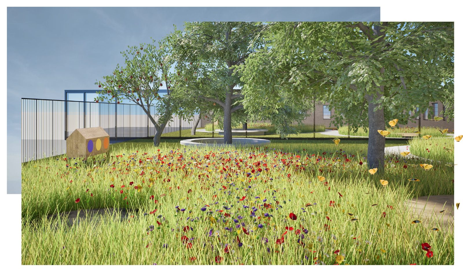 SoThA Park – the meadow and the circular seating (visualisation)